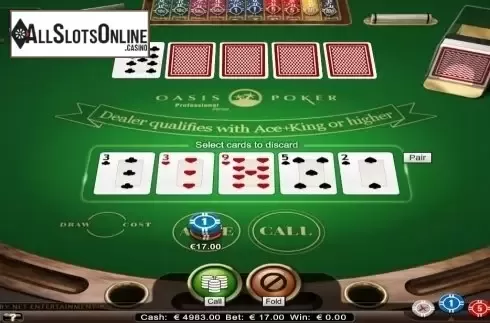 Game Screen. Oasis Poker Professional Series from NetEnt