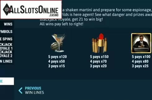 Paytable. Operation Wilds from Slot Factory