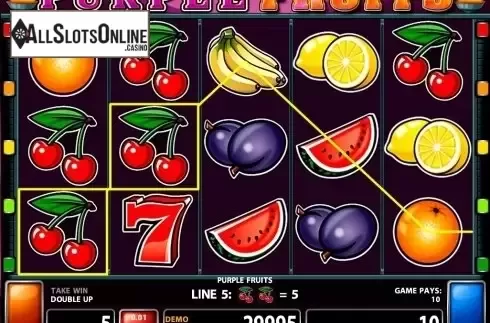 Win screen. Purple Fruits from Casino Technology