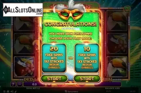 Free Spins screen