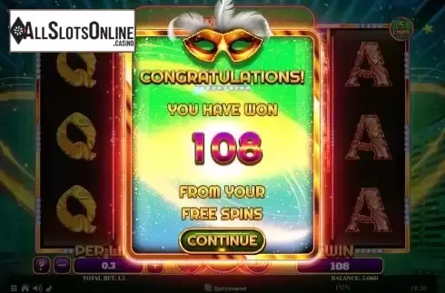 Win Free Spins screen