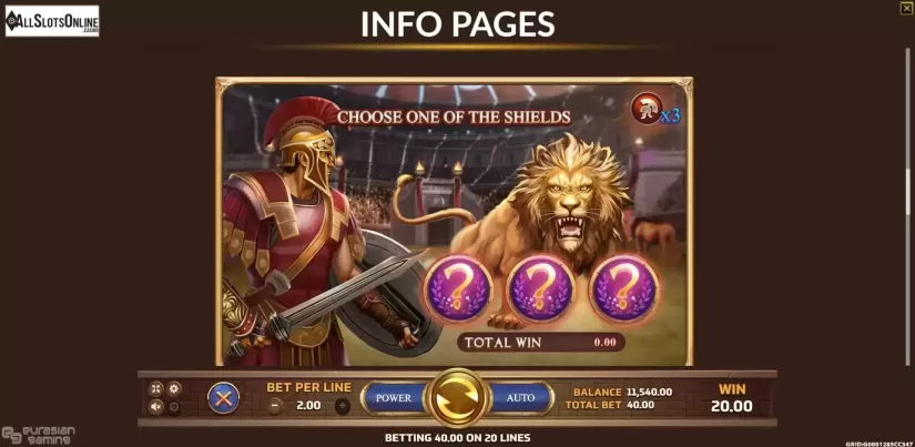Bonus Game screen