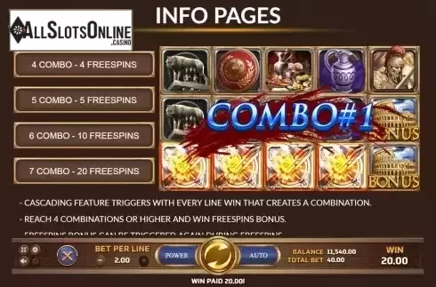 Free Spins screen