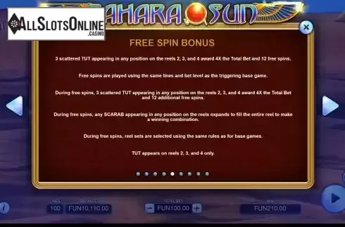 Free Spin bonus screen