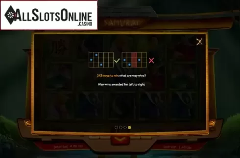 Paytable. Samurai Slot from Smartsoft Gaming