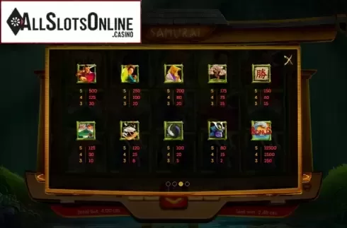 Symbols . Samurai Slot from Smartsoft Gaming