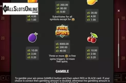 Paytable screen 2