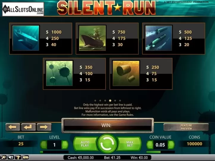 Screen9. Silent Run from NetEnt