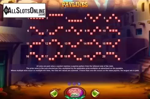 Paylines screen
