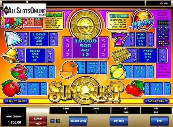 Paytable 1. Sun Quest from Microgaming
