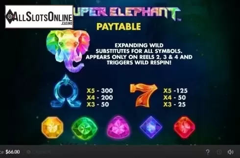 Paytable 1