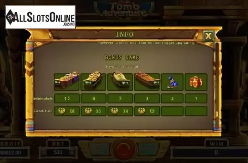 Bonus game screen