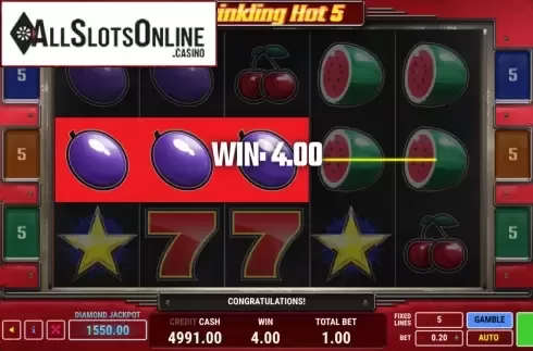 Win Screen. Twinkling Hot 5 from Fazi