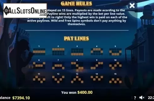 Paytable 4. Weight of the Gun from Lady Luck Games