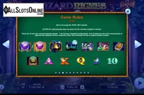 Rules screen
