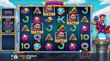 Supermania slot screenshot 2