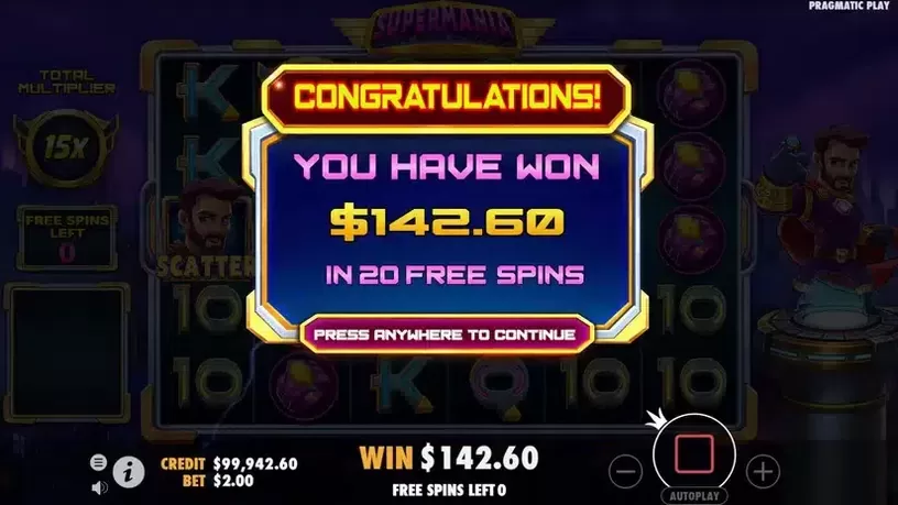 Supermania slot screenshot 6
