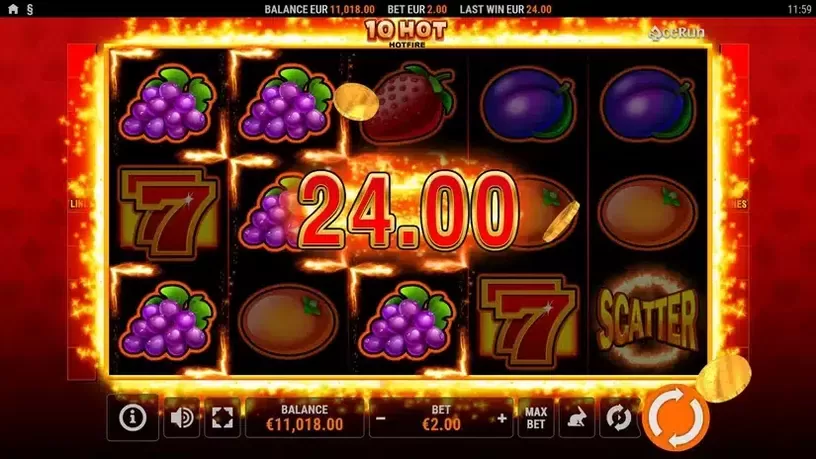 10 Hot Hotfire slot screenshot 3