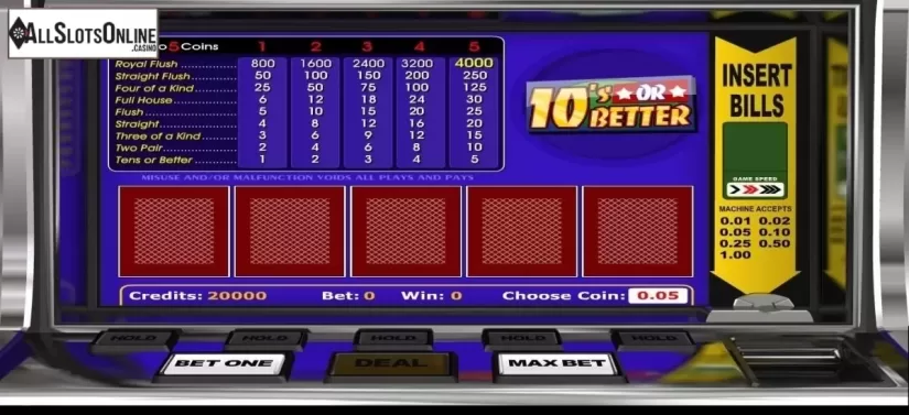Game Screen 1. 10's or Better (Betsoft) from Betsoft