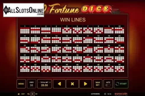 Paylines screen