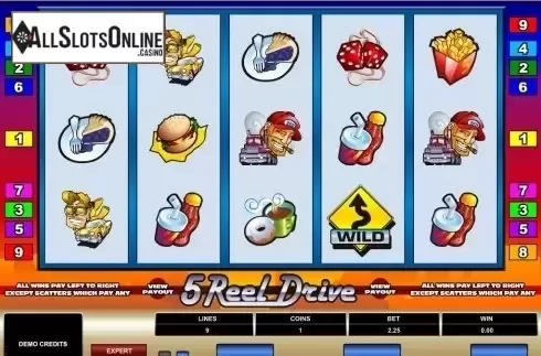 Reels screen. 5 Reel Drive from Microgaming