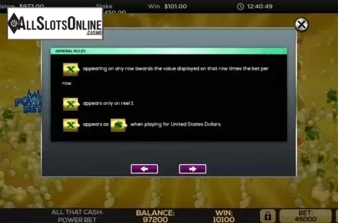 Game Rules 1. All That Cash Power Bet from High 5 Games