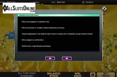 Game Rules 3. All That Cash Power Bet from High 5 Games