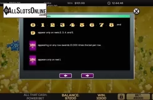 Game Rules 2. All That Cash Power Bet from High 5 Games