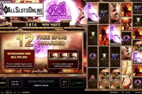 Free Spins Win Screen