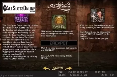 Paytable 2. Archibald Mayan Ruins HD from World Match