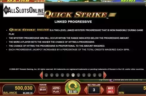Progressive Jackpot screen