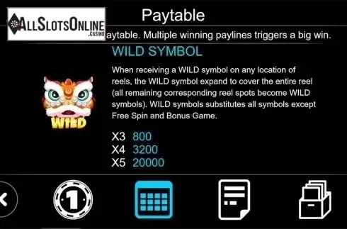 Paytable . Five Blessings	(Triple Profits Games) from Triple Profits Games