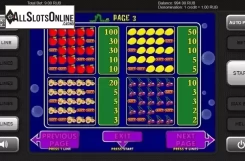 Paytable 2. Fruit Cocktail (Igrosoft) from Igrosoft