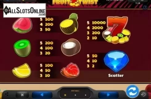 Paytable. Fruit Twist (Oryx) from Oryx