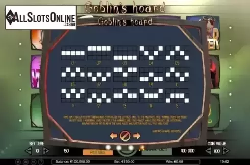 Paylines screen