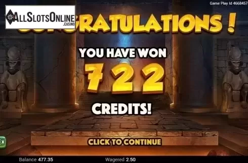 Win Presentation screen. Golden Amazon from Swintt
