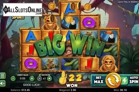 Big Win screen. Golden Amazon from Swintt