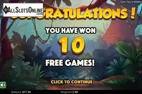Free Spins screen. Golden Amazon from Swintt