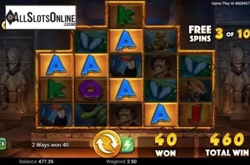 Free Spins screen. Golden Amazon from Swintt