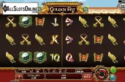 Reel screen. Golden Fist from Spadegaming
