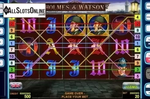 Reels screen. Holmes Watson Deluxe from Novomatic