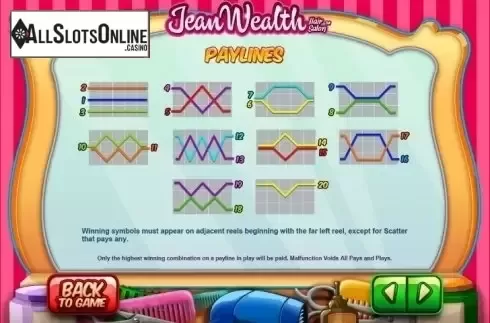 Paytable 2. Jean Wealth from Leander Games
