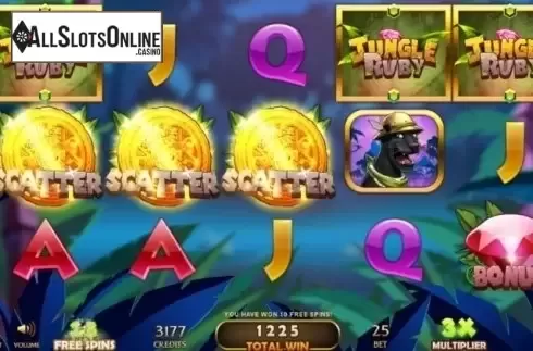 Free Spins screen. Jungle Ruby from Bla Bla Bla Studious