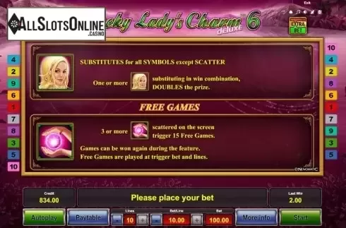 Features 1. Lucky Ladyʼs Charm deluxe 6 from Greentube