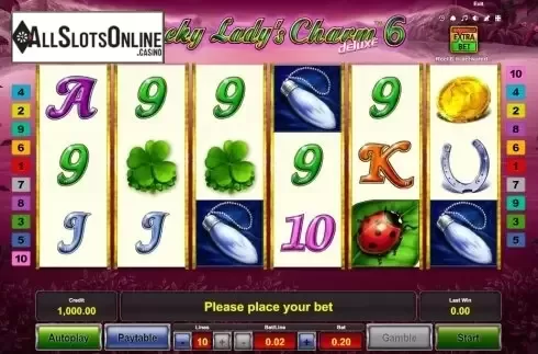 Reel Screen. Lucky Ladyʼs Charm deluxe 6 from Greentube