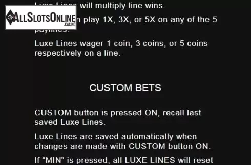 Game features screen