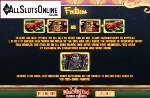 Paytable 2. Mr. Vegas from Betsoft
