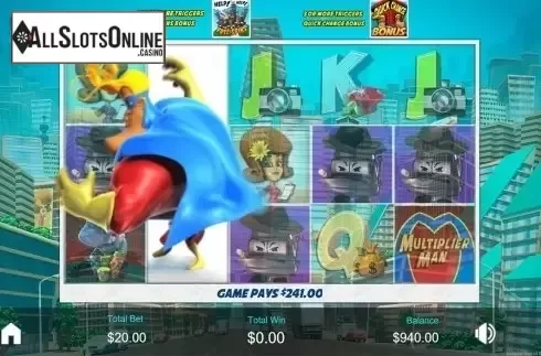 Expanding wild screen. Multiplier Man from Revolver Gaming