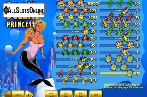 Paytable . Ocean Princess from Playtech