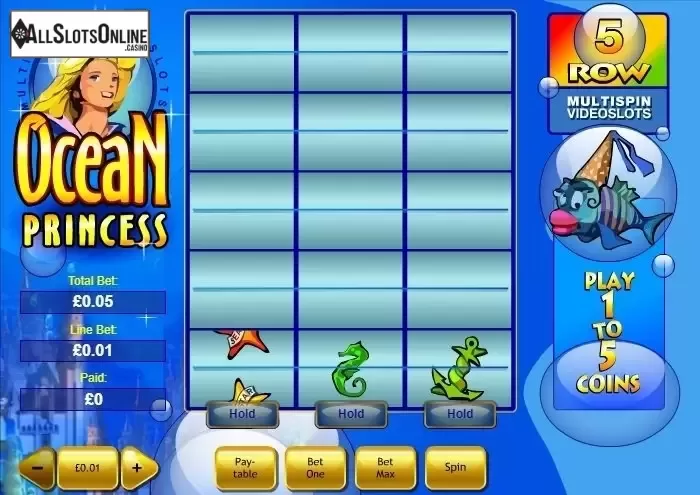 Game Workflow screen. Ocean Princess from Playtech